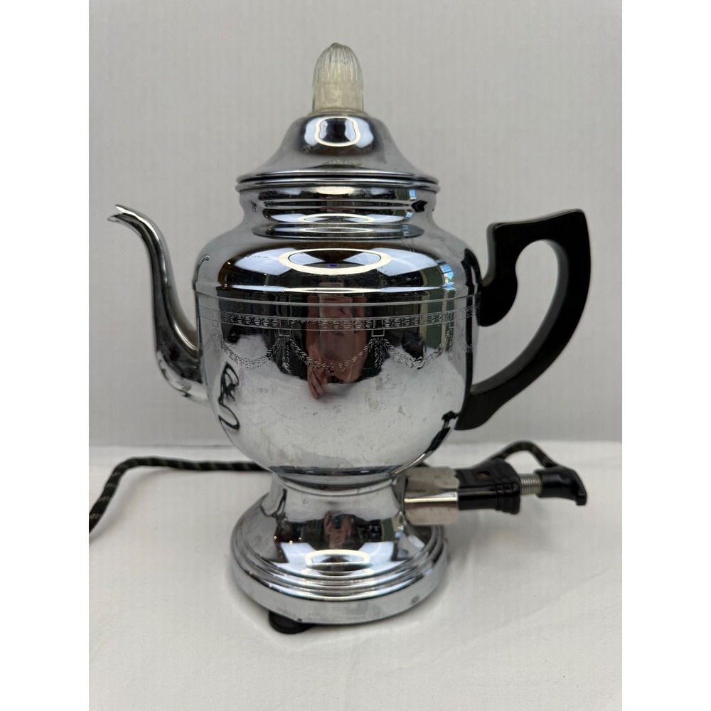Vintage Faberware Electric Coffee Percolator #201 Etched Laurel Wreath Bakelite - Picture 5 of 9